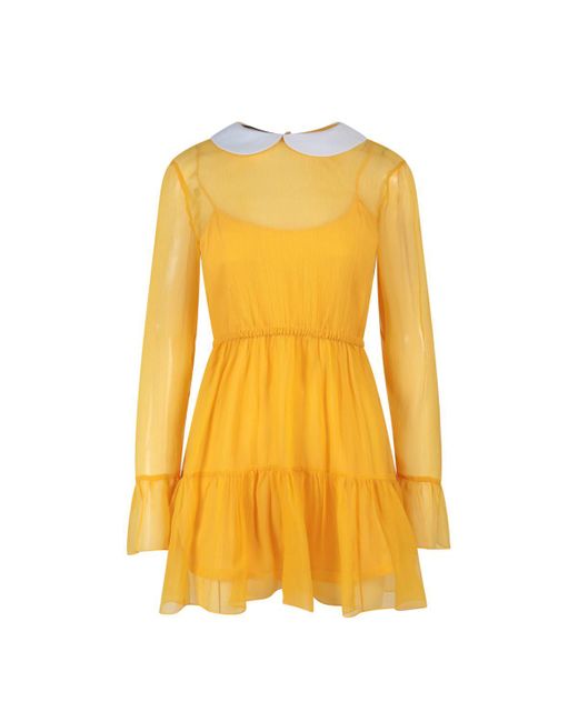 Gucci Yellow Chiffon Dress With Collar