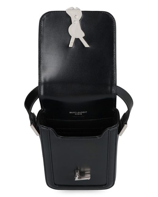 Saint Laurent Black Solferino Leather Mini Crossbody Bag for men