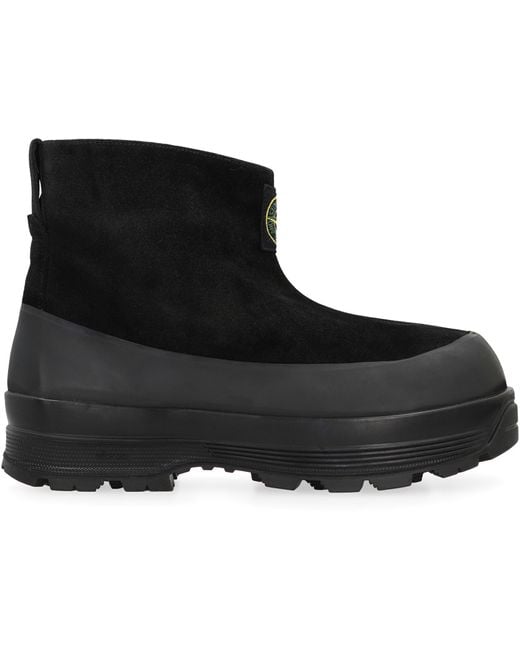 Stone Island Black Suede Ankle Boots for men