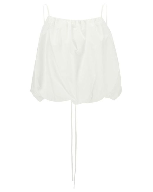 Low Classic White Cropped Top With Drawstring