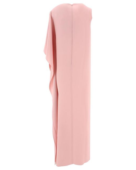 Max Mara Pianoforte Pink "Bora" One-Shoulder Crêpe De Chine Dress