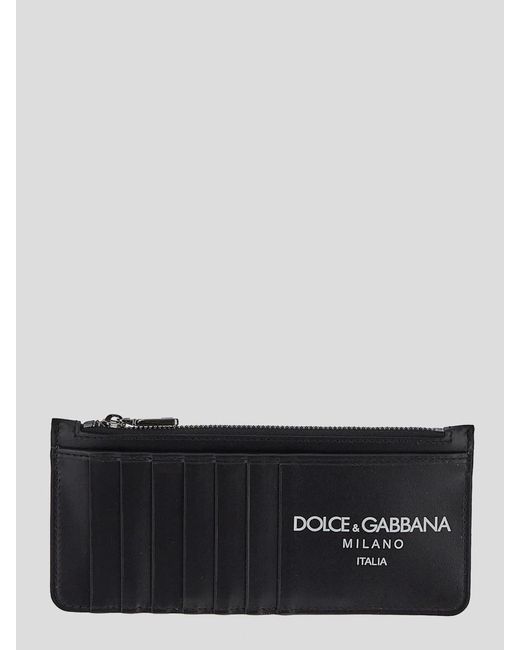Dolce & Gabbana Gray Vertical Card Holder With Logo for men