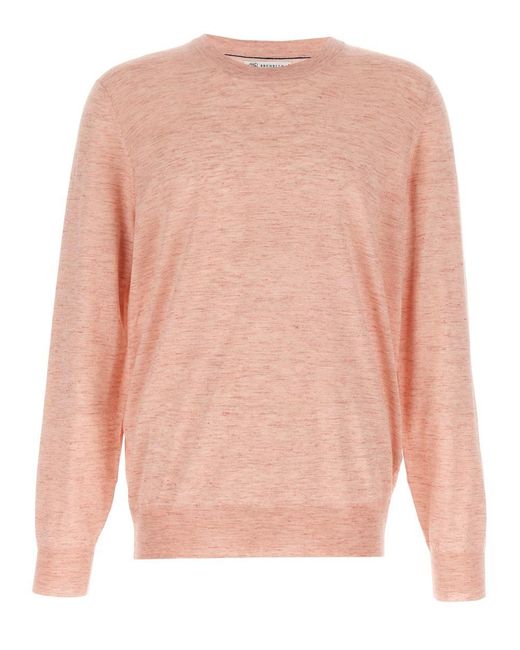 Brunello Cucinelli Pink Melange Effect Sweater for men