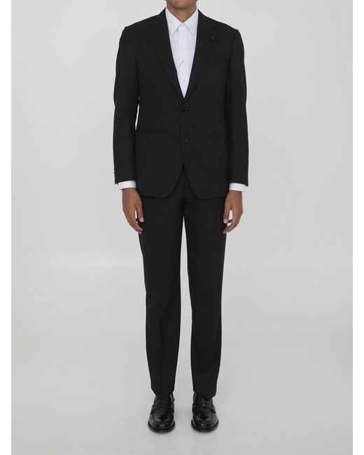 Lardini Black Two-piece Suit In Virgin Wool for men