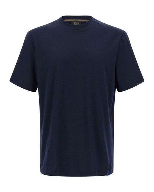 Brioni Blue Logo Patch T-Shirt for men