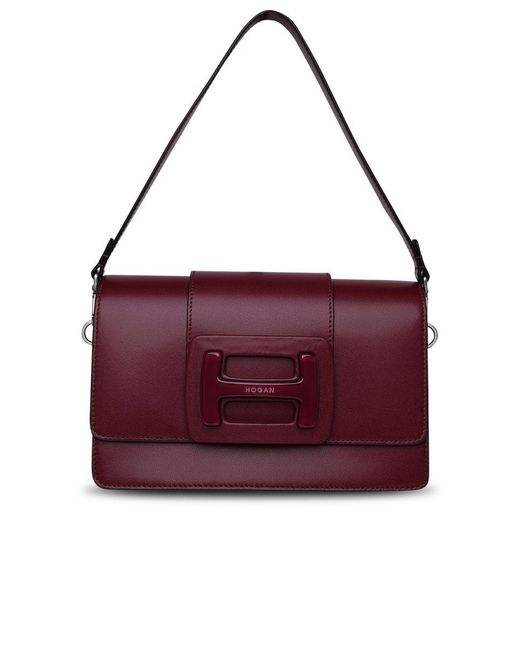 Hogan Purple Burgundy Leather H-Bag