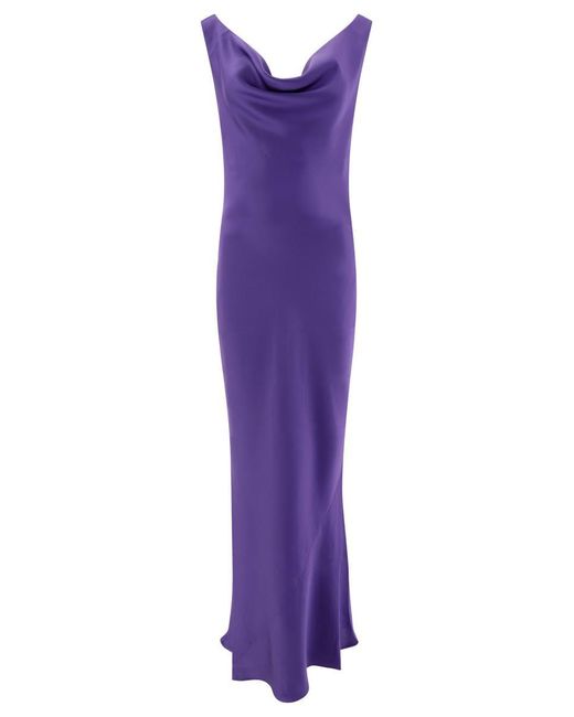 Norma Kamali Purple "deep Drape Neck Gown" Dress