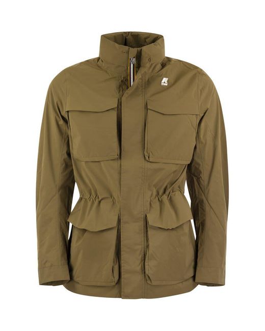 K-Way Green Manfield Jacket In Waterproof Fabric for men