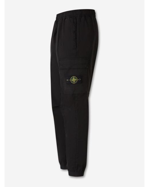 Stone Island Black Cotton Cargo Pants for men