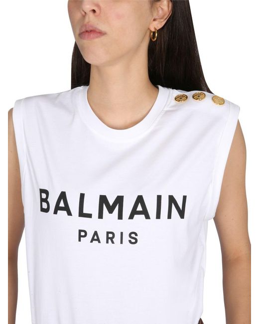 Balmain White T-shirt With Logo