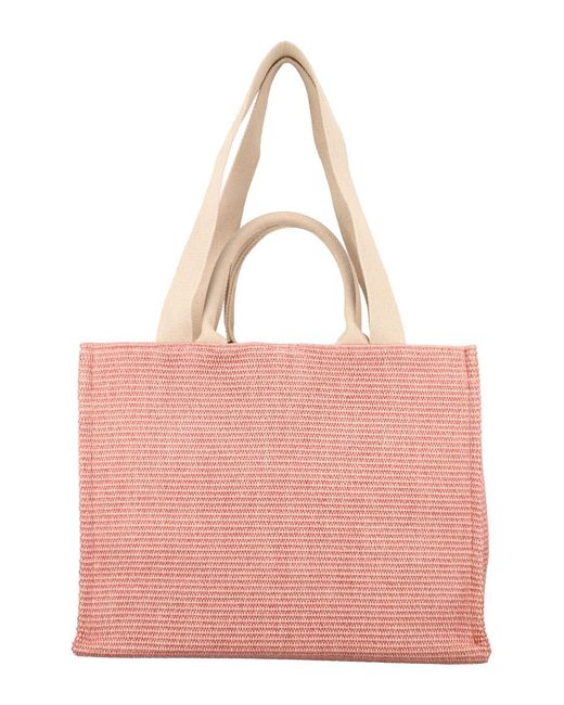 Marni Pink Raffia Large Tote Bag