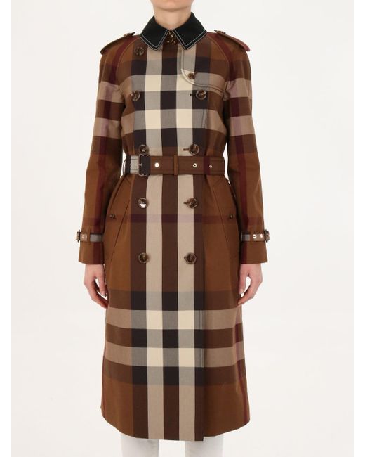 Burberry Cotton Check Trench Coat in Beige (Brown) - Lyst