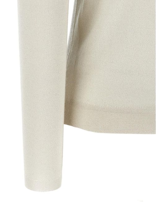Brunello Cucinelli White 'Sparkling' Turtleneck Sweater
