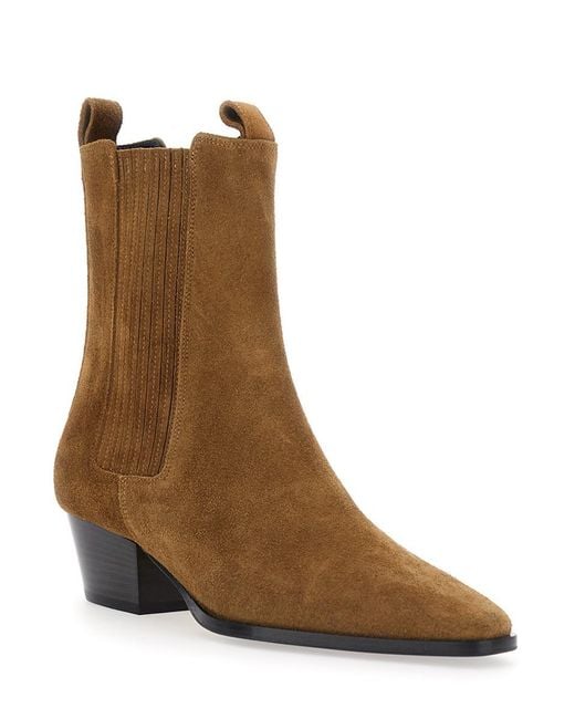 Aeyde Brown Ankle Boots With Elastic Side Panel