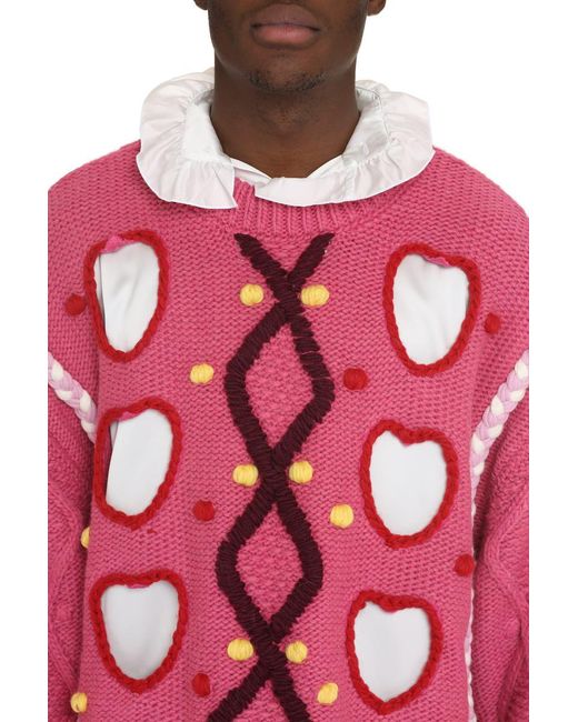 Gcds Pink Wool Blend Pullover for men