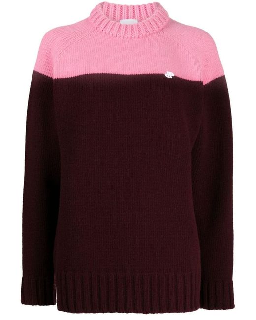 Patou Red Two-tone Knitted Jumper