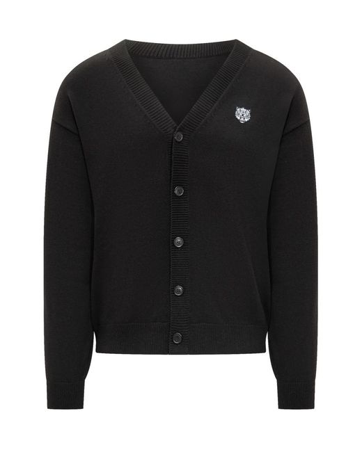 KENZO Black Cardigan With Tiger Logo for men