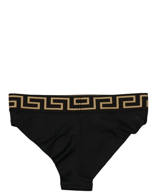 Versace Black Greca Motif Bikini Bottoms