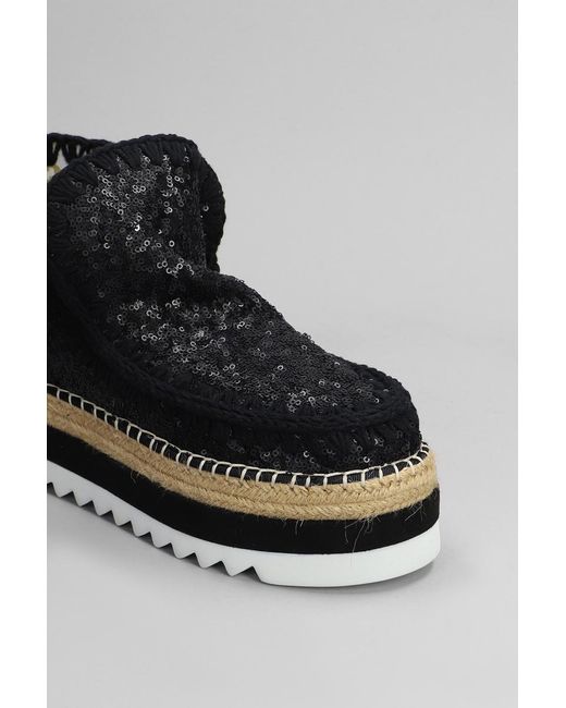 Mou Eskimo Jute Eva Low Heels Ankle Boots in Black Lyst UK