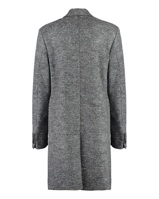 Dolce & Gabbana Gray Single-breasted Wool Coat for men
