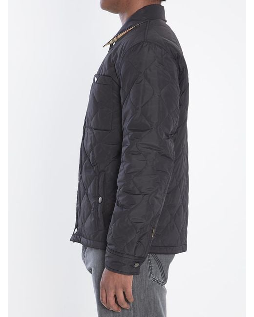 Burberry Black Reversible Overshirt In Quilted Nylon for men