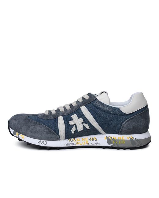 Premiata 'lucy' Blue Leather And Fabric Sneakers for men