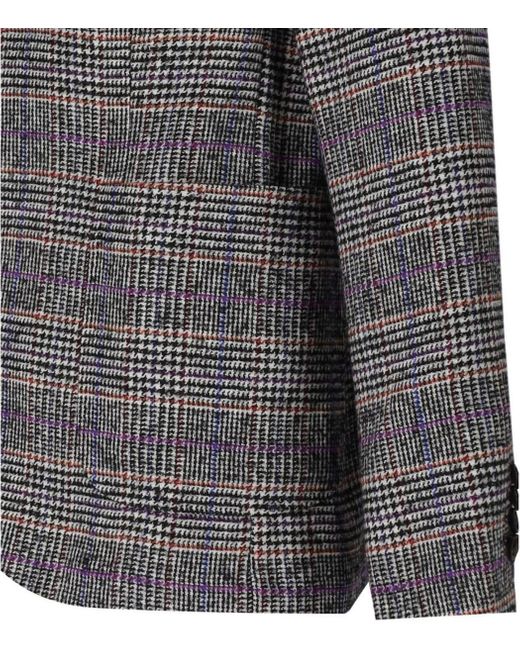 Manuel Ritz Gray Grey Prince Of Wales Single Breasted Jacket for men