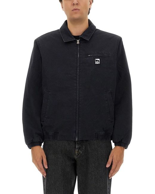 Obey Blue Jacket With Logo for men