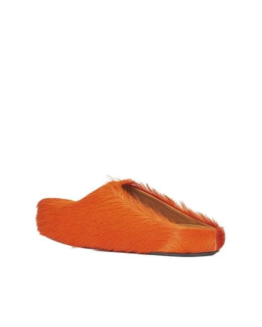 Marni Orange Fussbett Faux-Fur Slippers for men