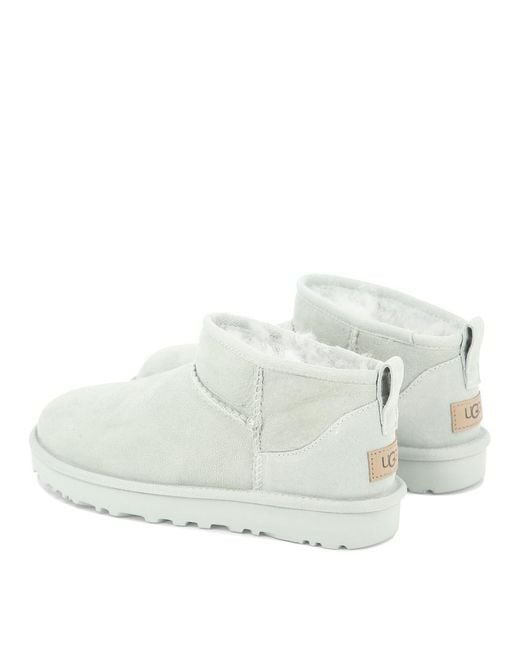 Ugg White "classic Ultra Mini" Ankle Boots