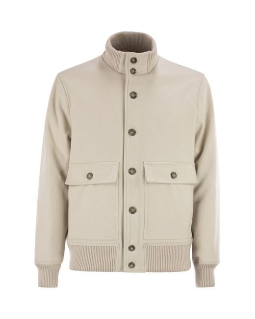 Peserico Natural Wool And Cashmere Bomber Jacket for men