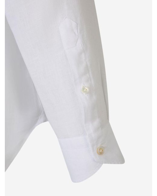 Vincenzo Di Ruggiero White Plain Linen Shirt for men
