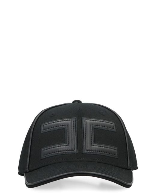 Elisabetta Franchi Black Baseball Cap In Gabardine