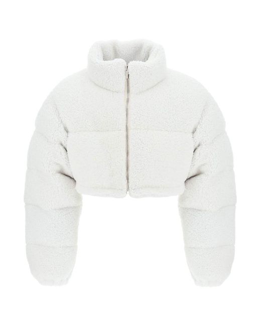 VTMNTS White Cropped Shearling Puffer Jacket for men