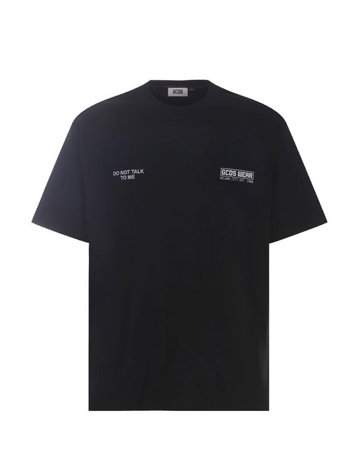 Gcds Black T-Shirt "Do Not Talk To Me" for men