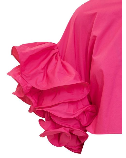 Rochas Pink Top With Curled Sleeves