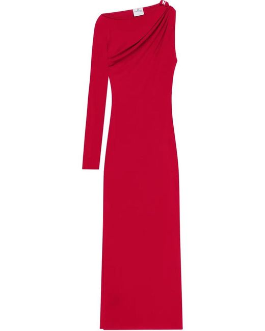 Courreges Red Asymmetrical Midi Dress