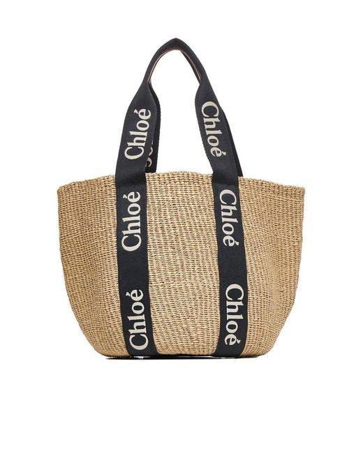 Chloé Natural Woody Large Straw Basket Bag