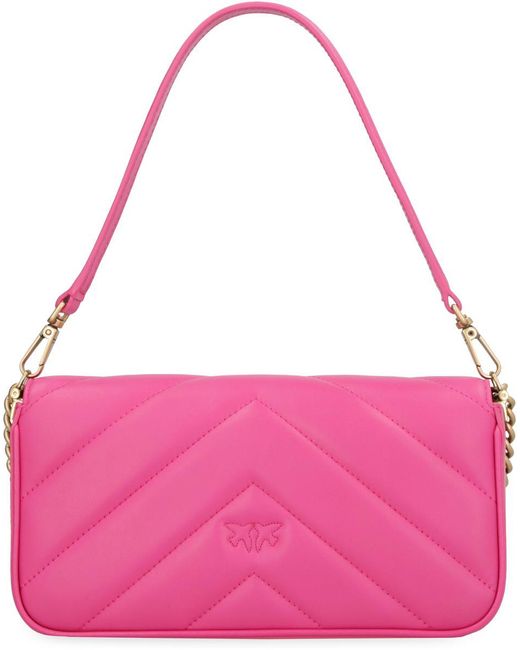 Pinko Pink Mini Love Click Leather Baguette Bag