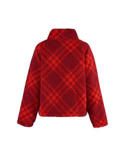 Burberry Red Reversible Check Fleece Jacket