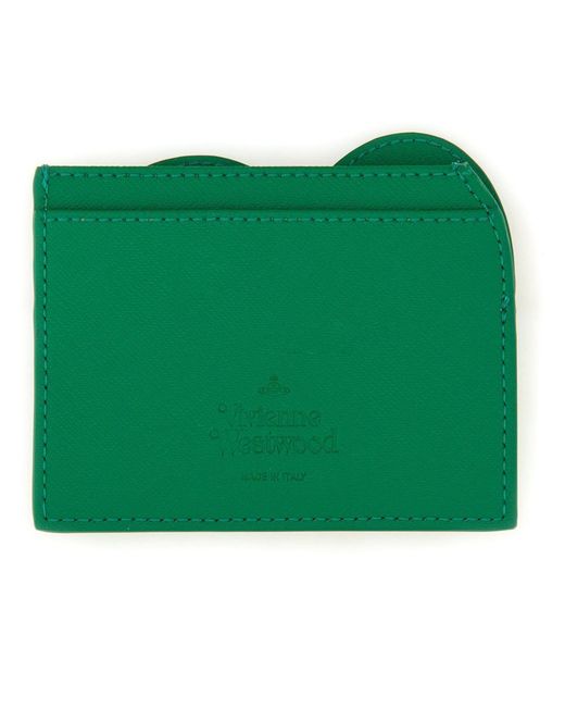 Vivienne Westwood Green Card Holder With Orb Embroidery