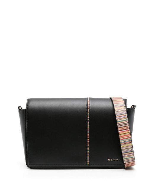 Paul Smith Black Signature Stripe Leather Crossbody Bag