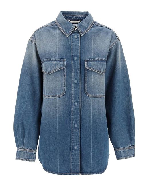 Closed Blue Denim Overshirt Made Of Recycled Cotton Blend