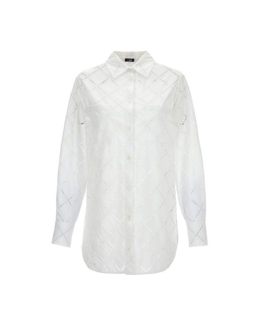 Kiton White Openwork Cotton Shirt Shirt, Blouse