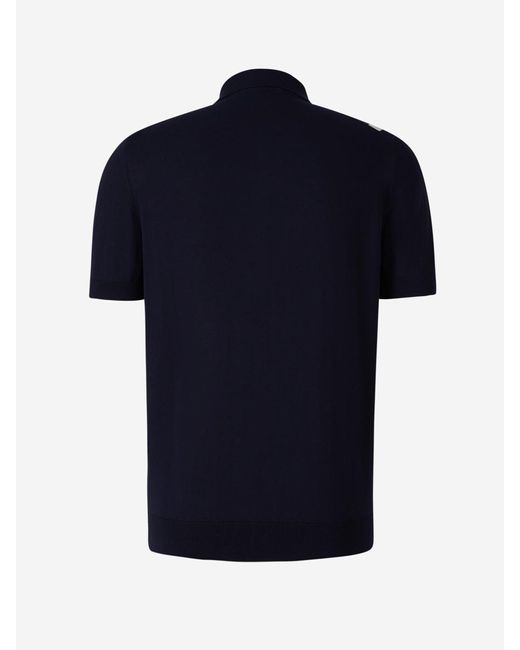 Gran Sasso Blue Striped Motif Button Polo Shirt for men