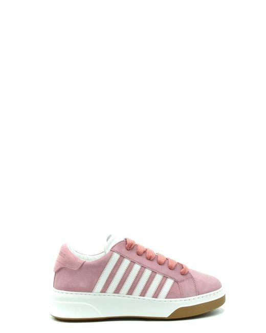 DSquared² Pink Low-Top Leather Sneakers With Accents