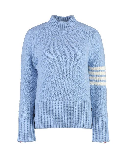 Thom Browne Blue Turtleneck Wool Pullover