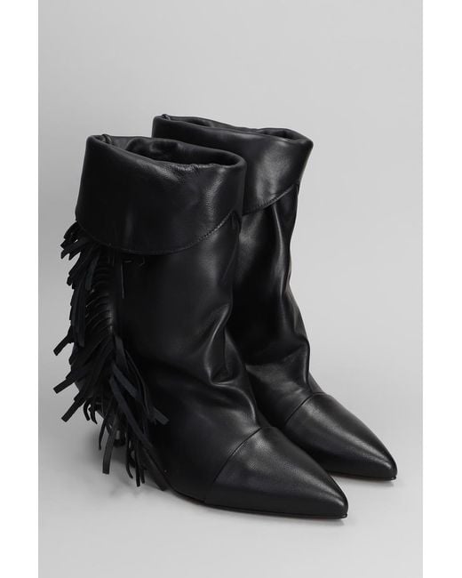 GISÉL MOIRÉ Black Ariana Low Heels Ankle Boots