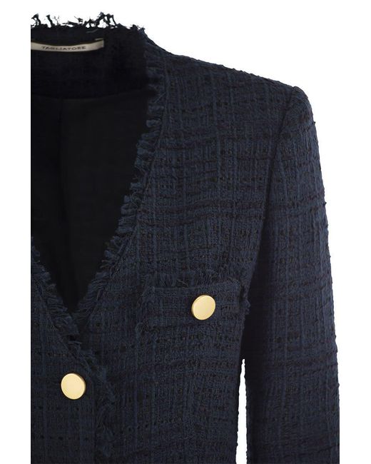 Tagliatore Blue Cotton-Blend Jacket