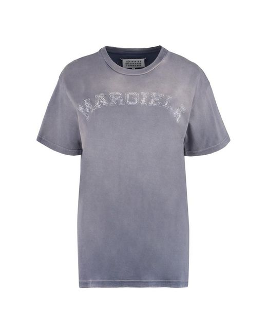Maison Margiela Blue Cotton Crew-neck T-shirt